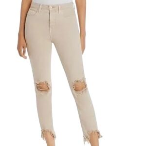 L’AGENCE High Line High Rise Skinny Jeans 25 Biscuit Distressed Hem